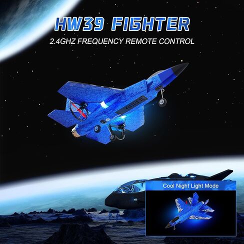 RC Plane 2CH RC Airplane Toys HW39 Fighter 2.4GHz Remote Control Plane RTF for Beginner, Kids and Adults F35 Aeroplane with Night Lights USB Charging (Red) in Saudi Arabia