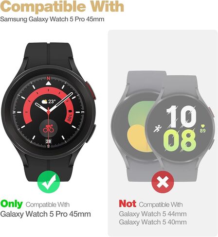 Dexnor لساعة Galaxy Watch 5 Pro Band مع حافظة 45 مم (2022)، [حزام مدمج قابل للتعديل وحافة مرتفعة] غطاء متين من الدرجة العسكرية مقاوم للصدمات مع حزام لساعة Samsung Watch 5 Pro-45 مم للنساء والرجال in Kuwait