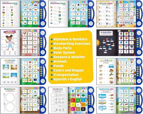 Bilingual Preschool Learning Activities with 2 Dry Erase Markers, Great Toddler Learning Activities. Reusable Spanish and English Preschool Workbook Homeschool Supplies in Kuwait