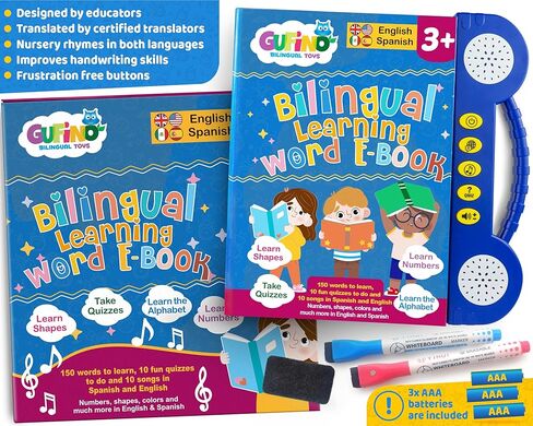 Bilingual Preschool Learning Activities with 2 Dry Erase Markers, Great Toddler Learning Activities. Reusable Spanish and English Preschool Workbook Homeschool Supplies in Kuwait
