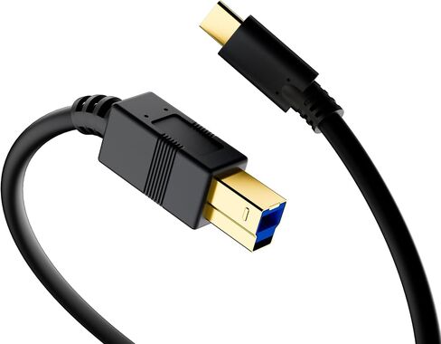 USB C to B 3.0 Cable 15 FT, USB-C-Male to USB B-Male 3.0 Cable, Gold-Plated Connectors, Black Cable, Compatible with Docking Station, External Hard Drivers, Scanner and More in Kuwait