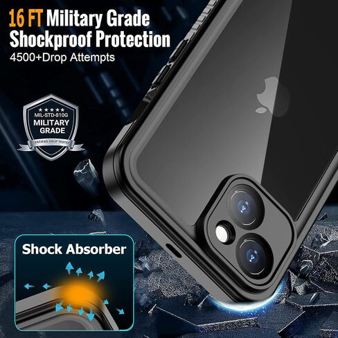 Clear iPhone 14 Plus Case,with Screen Protector,Waterproof iPhone 14 Plus Protective Case for Men Women,Apple iPhone 14 Plus Phone Case Heavy Duty Shock Proof in Saudi Arabia