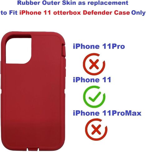 Replacement Rubber Outer Skin Shell Compatible with Otterbox Defender Case iPhone 11 (Black) in Saudi Arabia