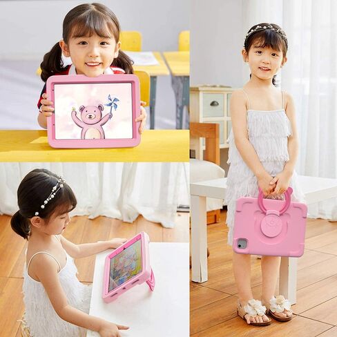 PZOZ iPad Kids Case Compatible for iPad Air 4th 2020 & Air 5th 2022 Generation 10.9 inch, EVA Shockproof Rotate Handle Folding Stand Heavy Duty Protective Cute Cover for Boys Girls (Pink) in Saudi Arabia