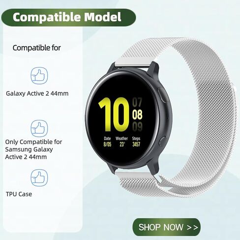 Compatible for Samsung Galaxy Active 2 40mm 44mm Watch Bands with TPU Case, Stainless Steel Mesh Loop Sports Wristband Replacement Straps Screen Protector Bumper Cover in Kuwait