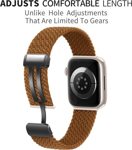 Magnetic Nylon Braided Stretchy Sport Solo Loop Band for Apple Watch, Soft Elastic Fabric Cloth Strech Strap Compatible with iWatch SE Series 9/8/7/6/5/4/3/2, 38mm 40mm 41mm in Saudi Arabia