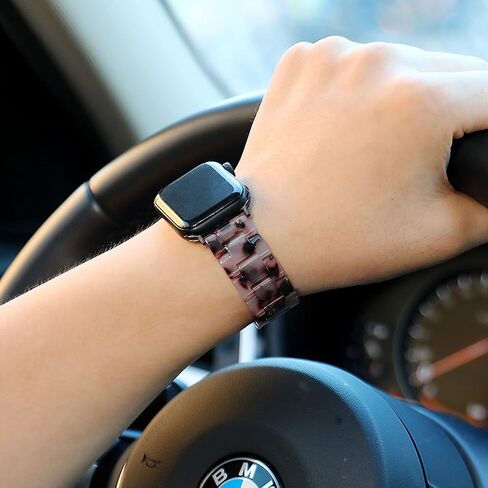 حزام Wongeto من الراتنج متوافق مع iWatch Band 38 مم 40 مم 41 مم Apple Watch SE Series 8/7/6/5/4/3/2/1 للنساء والرجال، حزام مقاوم للماء من الراتنج الخفيف (ذهبي وردي + سلحفاة 38/40/41 مم) in Kuwait