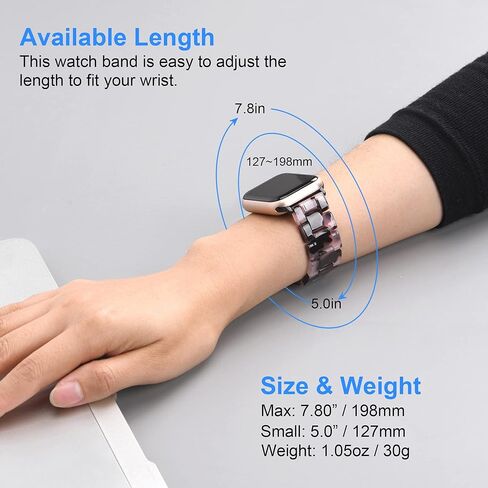 حزام Wongeto من الراتنج متوافق مع iWatch Band 38 مم 40 مم 41 مم Apple Watch SE Series 8/7/6/5/4/3/2/1 للنساء والرجال، حزام مقاوم للماء من الراتنج الخفيف (ذهبي وردي + سلحفاة 38/40/41 مم) in Kuwait