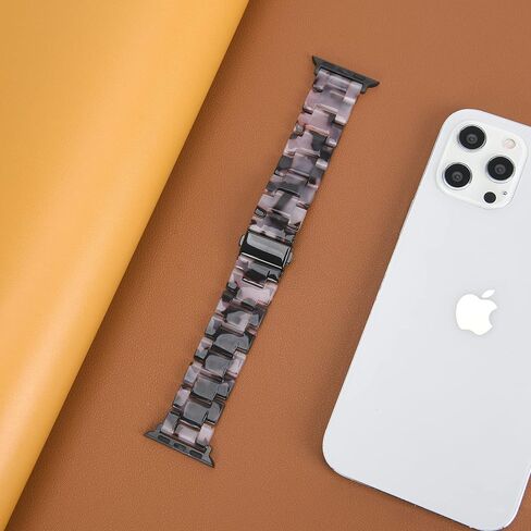 حزام Wongeto من الراتنج متوافق مع iWatch Band 38 مم 40 مم 41 مم Apple Watch SE Series 8/7/6/5/4/3/2/1 للنساء والرجال، حزام مقاوم للماء من الراتنج الخفيف (ذهبي وردي + سلحفاة 38/40/41 مم) in Kuwait