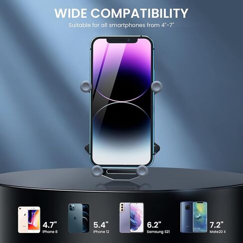 حامل هاتف السيارة غير المرئي، [قبضة محكمة] 2023 حامل هاتف السيارة الجاذبية، حامل فتحة تهوية قابلة للدوران، حامل هاتف السيارة قابل للطي لهاتف iPhone 15 Pro Max 14 13 12 وجميع الهواتف الذكية in Kuwait