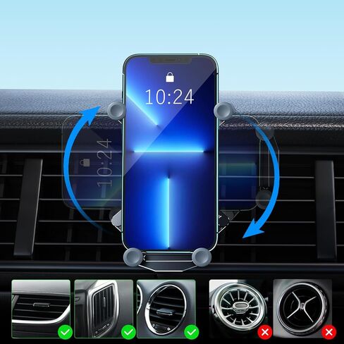 حامل هاتف السيارة غير المرئي، [قبضة محكمة] 2023 حامل هاتف السيارة الجاذبية، حامل فتحة تهوية قابلة للدوران، حامل هاتف السيارة قابل للطي لهاتف iPhone 15 Pro Max 14 13 12 وجميع الهواتف الذكية in Kuwait
