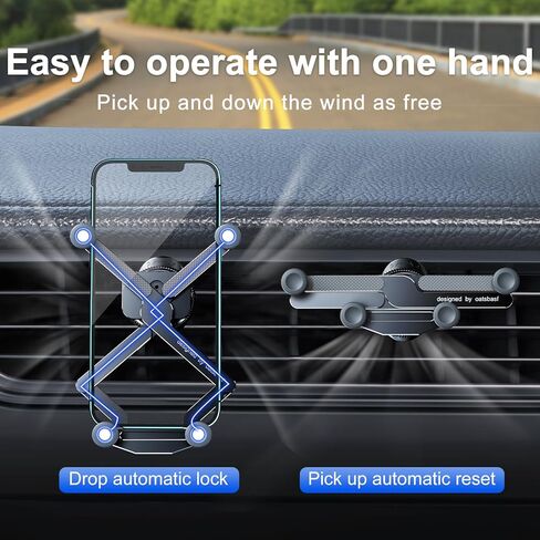 حامل هاتف السيارة غير المرئي، [قبضة محكمة] 2023 حامل هاتف السيارة الجاذبية، حامل فتحة تهوية قابلة للدوران، حامل هاتف السيارة قابل للطي لهاتف iPhone 15 Pro Max 14 13 12 وجميع الهواتف الذكية in Kuwait