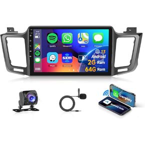 2G+64G for Toyota RAV4 2013-2019 Android 13 Car Stereo with Wireless Carplay Android Auto, 10.1 Inch Touch Screen Car Radio Support GPS/WiFi/Bluetooth/FM/Voice Control/SWC/Backup Camera