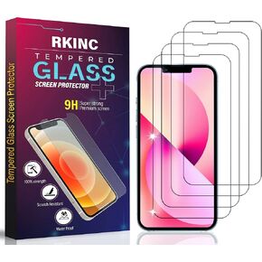RKINC Screen Protector [4-Pack] for iPhone 14 / iPhone 13 / iPhone 13 Pro 6.1-Inch, Tempered Glass Film Screen Protector, 0.33mm [LifetimeWarranty][Anti-Scratch][Anti-Shatter][Bubble-Free]