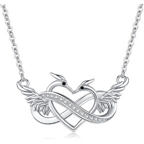 Phoenix Necklace 925 Sterling Silver Gem Pendant Crystal Necklace Jewelry Gifts for Women Girls