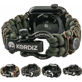 Survivor Pro - Paracord Apple Watch Band Compatible with Apple Watch Series Ultra & 9/8/7/6/5/4/3/2/1/SE - 49mm 45mm 44mm 42mm - with Stainless Steel Adjustable Shackle