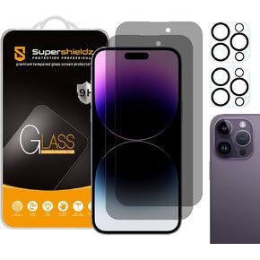 Supershieldz (2 Pack) (Privacy) Anti Spy Screen Protector Designed for iPhone 14 Pro Max (6.7 inch)+ Camera Lens Tempered Glass Screen Protector, Anti Scratch, Bubble Free