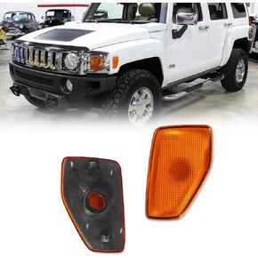 Carbon Fiber Effect Front Fender Side Marker Halogen Light Covers Guard Trims For 2006-2010 HUMMER H3