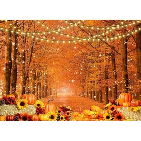 9x6Ft Fall Photography Backdrop Autumn Backdrops Golden Maple Forest Pumpkin Sunflower Background Fallen Maple Leaves Farm Harvest Themed Thanksgiving Party Supplies Banner Photo Booth