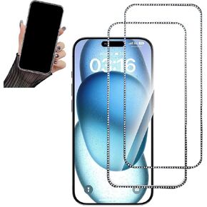 قطعتان من واقي الشاشة اللامع لهاتف iPhone 14 Pro Max/iPhone 15 Plus، بدلة من الزجاج المقوى اللامع اللامع لهاتف iPhone 14 Pro Max/iPhone 15 Plus 6.7 بوصة