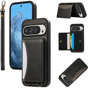 for Google Pixel 9 Pro XL Case Wallet Leather Lanyard [Card Holder][Stand Kickstand] Cover for Pixel 9 Pro XL Case 2024 (Green)