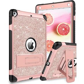 DUEDUE for iPad 9.7 Case 2017/2018, iPad Air 2 Case, iPad 6th/5th Generation Case with Kickstand Glitter Bling 3 in 1 Heavy Duty Hard PC Cover Shockproof Protective Case for iPad Pro 9.7, Purple