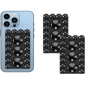 ZYCCER 2024 Upgrade 2PCS Silicone Suction Cup Phone Case Adhesive Mount,Adhesive Grip, Sticky Suction Cup Phone Holder & Suction Phone case Holder TikTok & Selfies (Black, 5x7 Single Sided)