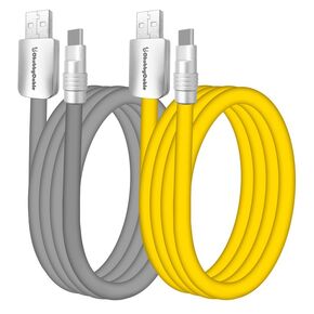 chubbycable Couple Chubby - 2-Pack 240W USB C Cable Extra Thick Silicone Type C Fast Charging Cable for Phones, Tablet, Laptops and Car, Dark Blue+Orange, USB-A to Type-C, 3.3FT