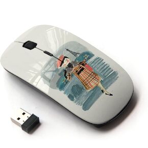 [ Optical 2.4G Wireless Mouse [ Paris French Girl Lady Woman Fashion Beret ]