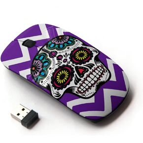 Mexican Sugar Skull Death Chevron Pattern (Purple) Ergonomic Wireless Mouse with Nano Receiver