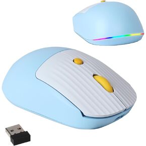 2.4G Wireless Mouse, Rechargeable Light Up Mouse 3 Adjustable DPI,4 Buttons Portable Cordless Computer Mice with Colorful Backlit for Chromebook,Laptop,PC,Mac,Windows(Purple)