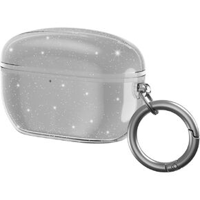 Soft TPU Case for Sony WF-1000XM5 Earbuds with Keychain Fit WF-1000XM5 Ear Tips Case Cover for WF-1000XM5 Accessories, Glitter Transparent
