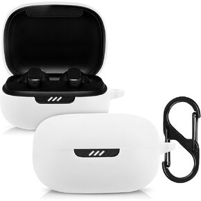 kwmobile Case Compatible with JBL Live Pro Plus Case - Silicone Cover Holder for Earbuds - White
