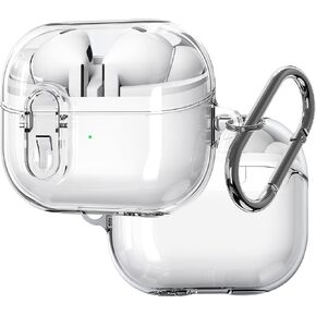 CCSmall for Samsung Galaxy Buds 3 Pro Clear Case with Lock, Military Hard Shell with Anti-Drop Anti-Lost Ring Keychain Case Cover for Galaxy Buds 3 / Buds3 Pro Pink