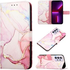 Samsung Galaxy A32 5G Case, Leather Wallet Case Flip Folio Cover with Card Holder Kickstand for Girls Women, Marble Fashionable Designs, Protective Phone Case for Samsung A32 5G Green