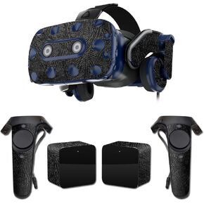 MightySkins Skin Compatible with HTC Vive Pro VR Headset - Black Leather | Protective, Durable, and Unique Vinyl Decal wrap Cover | Easy to Apply, Remove, and Change Styles | Made in The USA