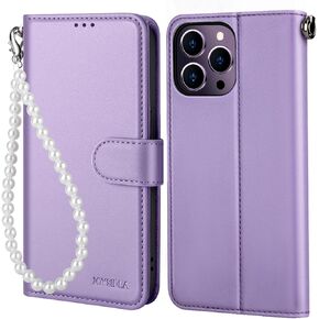 iPhone 14 Pro Wallet Case, Luxury Leather iPhone 14 Pro Case with Card Holder, RFID Blocking, Magnetic, Stand, Shockproof Cover for iPhone 14 Pro 6.1 inch, Blue