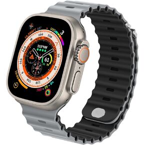 Anlinser Bands Compatible with Apple Watch Band 49mm 45mm 44mm 42mm, Adjustable Sport Loop Designed for Apple Watch Ultra 2/Ultra SE Series 9 8 7 6 5 4 3 (Black/Orange)
