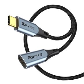 كابل تمديد USBC بطول 6.6 أقدام، موصل ذهبي USB 3.2 نوع C 3.1 ذكر إلى أنثى موسع سلك نايلون، شحن سريع 100 واط، توافق نقل 10 جيجابت في الثانية مع الكمبيوتر المحمول/الكمبيوتر اللوحي الهاتف المحمول/USB C Hub in Kuwait