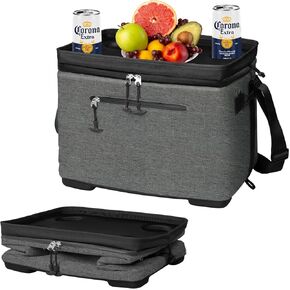 Collapsible Beach Cooler Bag with Hard Insert & 4 Cup Holders - ADDIMOR 40 Cans Extra Large Soft Portable Cooler Bags, Leakproof Insulated Cooler for Beach Camping Travel Picnic