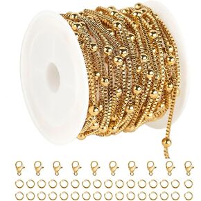 UMAOKANG 16.4 Feet Star Chains for Jewelry Making Stainless Steel Jewelry Chains Bulk with Jump Rings and Lobster Clasps