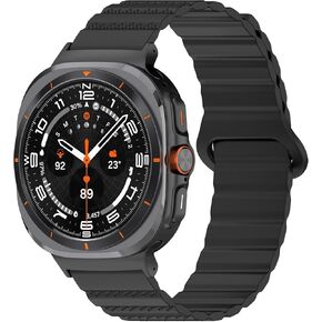 Silicone Band Compatible with Samsung Galaxy Watch Ultra 7 Band 47mm for Men and Women, Sport Strap with Metal Adapter Strong Magnet Link