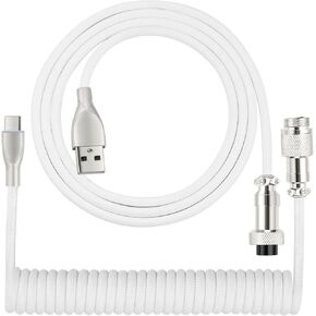 USB Type C Keyboard Coiled Cable, USB C to USB A Cable for Gaming Keyboard, Braided Detachable Metal Aviator Connector Double Sleeved Keyboard Cable 6FT(Black) in Kuwait