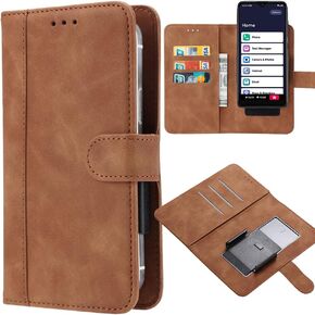 Universal Retro Leather Wallet Case, Magnetic Flip Protective Phone Case for Lively Smart Smartphone - Blue