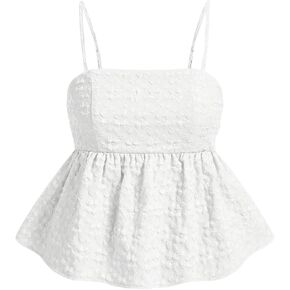 SOLY HUX Women's Spaghetti Strap Ruffle Hem Peplum Summer Cami Tops