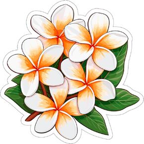 Plumeria Sticker Travel Outdoors Decal Vinyl Small Waterproof for Water Bottle Mug Passport Book Scrapbook Notebook Laptop Tumbler Skateboard Computer Phone Size 4" Funny Gift ID44990