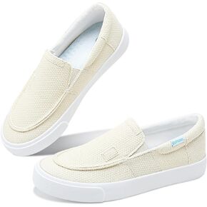 Obtaom Slip On Shoes Canvas Slip On Sneakers Comfy Arch Support Flats Casual Canvas Fashion Sneaker