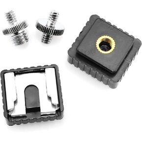 2 Sets Shoe mounting Adapter External Threaded Tripod Screw Adapter, Hot Shoe Seat x 2+Crab Claw Clamp Screws x 2