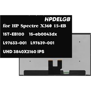 Screen Replacement for HP Spectre X360 15-EB 15T-EB100 15-eb0043dx Series L97633-001 L97639-001 LCD Display Touch Screen Digitizer Assembly Replacement no border 15.6" UHD 3840X2160 IPS