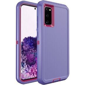 Galaxy S20 Plus Case Galaxy S20+ Case for Samsung Galaxy S20 Plus 5G Case Military Drop Shockproof Armor Heavy Duty Rugged 3 in 1 Protection Cover for Galaxy S20 Plus S20+ Phone Case (Purple+Rose Red)